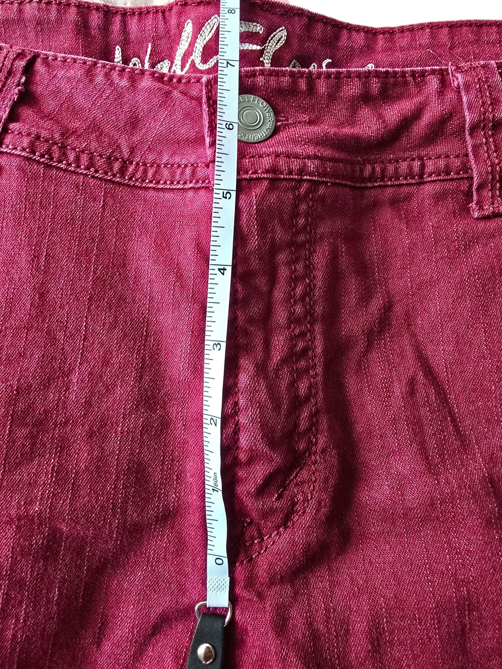 WallFlower Burgundy Frayed Hem Denim Shorts NWOT - Size 18